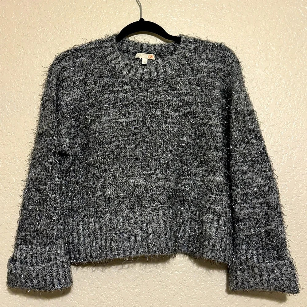 Gianni Bini Women's Silver and Grey Tinsel Jumper Size XS
